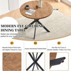 Homedot Small Dining Table Set for 2,37-in Round Kitchen Table Chairs Set Space Saving, Rustic Brown Breakfast Nook Dinner Table with Yellow Dining Room Side Chairs Upholstered for Dining Hall