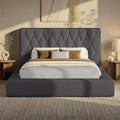 ADORNEVE Upholstered Cloud Bed Frame Queen with 5.9" Thick Headboard, Grey