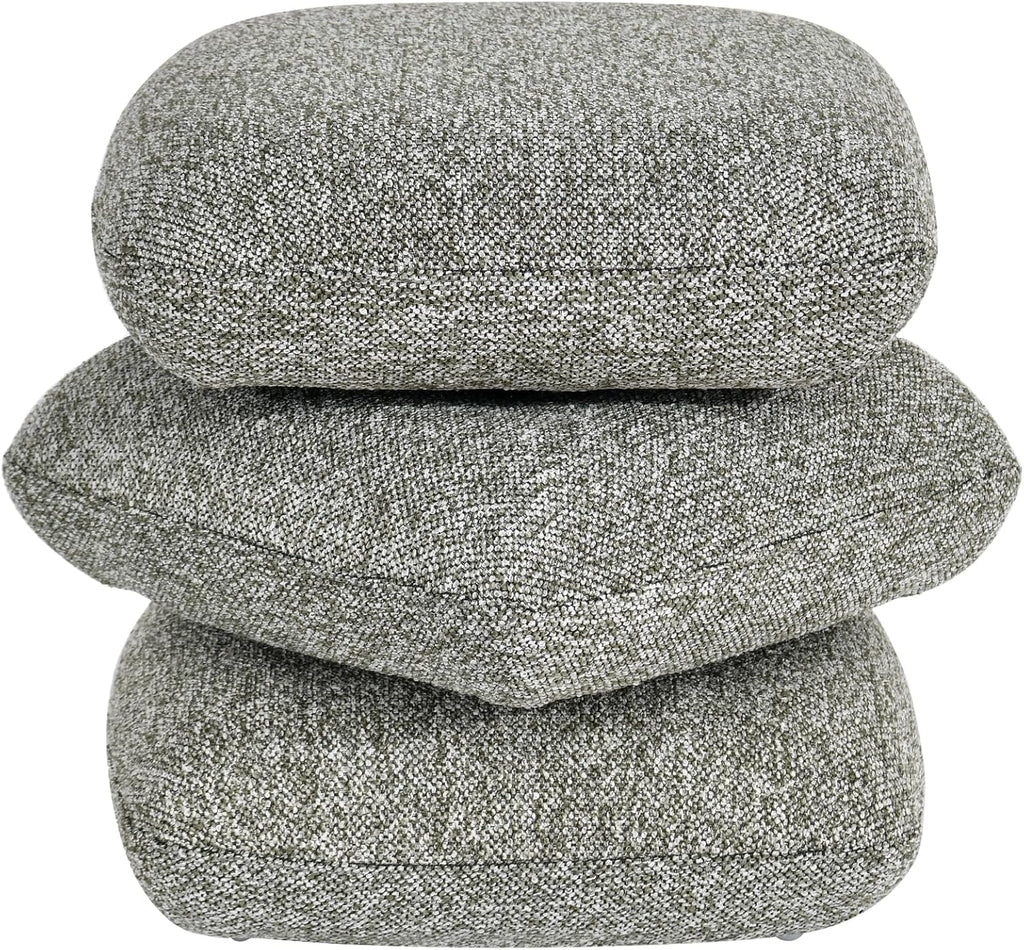 DUHOME 360°Swivel Upholstered Square Ottoman with Storage,Modern Boucle Ottoman Coffee Table with Removable Top White Vanity Stool with Storage for Bedroom, Living Room, Dark Green