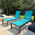 PURPLE LEAF Pool Chaise Lounge with Wheels, Fade-Resistant, Turquoise Blue | Quick-dry Fade-resistant Babric, Rust-proof Frame, 5-position Recline, Wheels for Easy Move, Support To 270 Lbs, Use for Pool