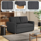 Serta Galway 66.5" Convertible Sleeper Loveseat, Full Size, Dreamcoil Comfort, FingerGuard Pinch Point Protection, Boucle Fabric, Charcoal