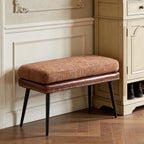 Forteek 32" Retro Upholstered Entryway Bench, Shoe Bench with Cushion | Leather & Fabric Padded Bench, End of Bed Bench for Bedroom, Dining Bench for Living Room, Storage Bench for Hallway & Foyer