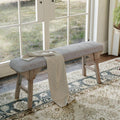 DIBRATY 44'' Upholstered Entryway Bench, Vintage Linen Texture End of Bed Bench with Solid Wood Legs, 300 LBS Weight Hallway Shoe Storage Benchs for Kitchen, Living Room, Gray