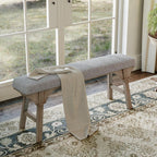 DIBRATY 44'' Upholstered Entryway Bench, Vintage Linen Texture End of Bed Bench with Solid Wood Legs, 300 LBS Weight Hallway Shoe Storage Benchs for Kitchen, Living Room, Gray