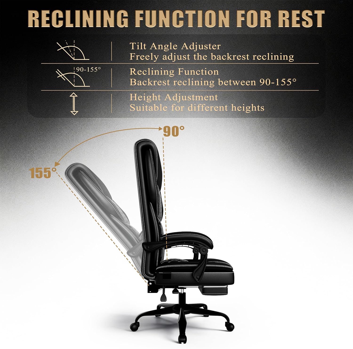 Gaming Chair with Pocket Spring Cushion and Footrest, Ergonomic Computer Chair for Adults, Breathable PU Leather Game Chair