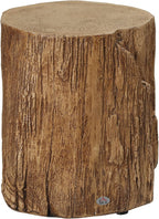 Tree Stump Stool, Decorative Side Table with Round Tabletop, Concrete End Table with Wood Grain Finish, for Indoors and Outdoors, Natural