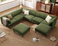 Cloud Sectional Couches for Living Room,Modular Sectional Sofa,Green | Extra Deep 8 Seater,Mid Century Modern Oversized Couches With 2 Ottoman,Solid Wood Leg,Large Sofa for Big Space,Office
