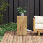 27.75" Tall End Table, Square Wood-Look Column for Indoor & Outdoor Use, Distressed Finish Side Table in Natural, Patio & Living Room Accent Table, Balcony Furniture