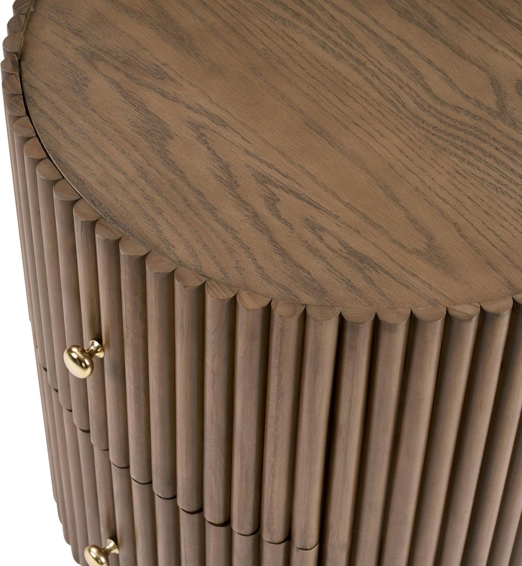 Christopher Knight Home Amano Modern Coffee Table Set of 2, Wooden Round Side Table and Coffee Table Set, Living Room Center Table Set, Walnut