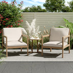 Elountik Acacia Wood Patio Club Chair Set of 2 with Cushions, Outdoor Armchairs for Patio Seating, Light Teak