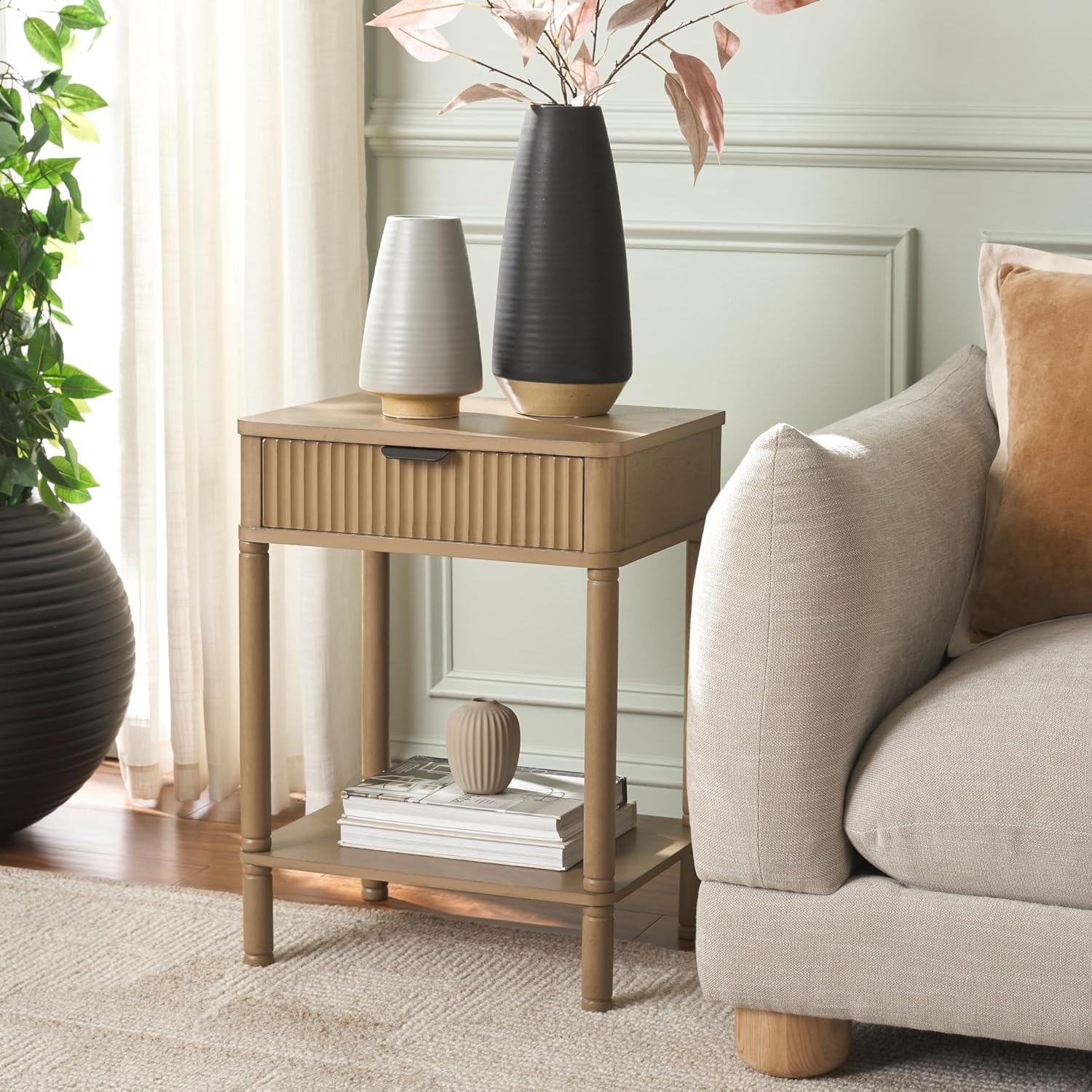 SAFAVIEH Home Collection Thurston Desert Brown 1-Drawer Accent Table
