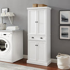 Crosley Furniture Shoreline Coastal Pantry Storage Cabinet with Shelves, Kitchen, Dining, or Laundry Room, White
