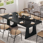 Tribesigns Large Dining Table for 6-8 People, 70.9-Inch Wood Rustic Rectangular Table with Black Wooden Legs, Farmhouse Center Kitchen Table for Dining Room, Living Room, Home Furniture, Black | Rustic Farmhouse Kitchen Table with Wooden Legs for Dining