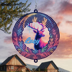 Personalized Deer Wind Spinner 3D Stainless Steel, Deer Garden Spinner Hanging Outdoor Decor, Wind Spinners Outdoor, Custom Gift for Grandmother, Mom, Wife