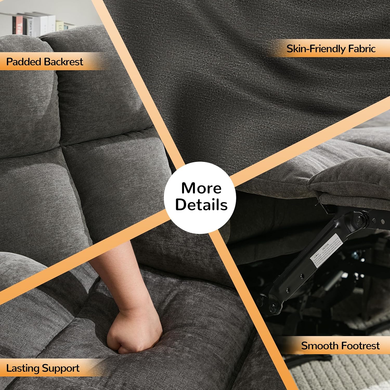 Oversized Loveseat Recliner Sofa, Double Recliner, Big Large Reclining Sofa with Cup Holders & Side Pockets, Traditional 2-Seater Manual Recliner Couch for Living Room, RV, Home Theater (Fabric,Grey)