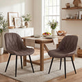 Rowill Modern Dining Chairs Set of 2 - Upholstered Faux Leather Kitchen Chairs with Soft Cushion Backrest, Sturdy Metal Legs & Non-Slip Pads, Perfectly Design for Home Dining Room, Kitchen, Brown