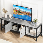 GarveeHome 58 in TV Stand with Storage, Entertainment Center with Adjustable Legs, TV Console up to 65 in, Wooden TV Stand with Open Shelves for Living Room, Bedroom, Light Grey