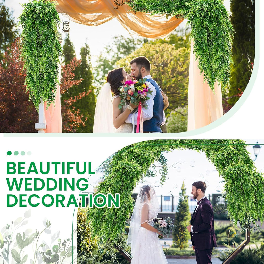 Geosar 72 Pcs Artificial Hanging Plants 32 Inch Hanging Boston Ferns Plastic Fake Plants for Wall Room Garden Wedding Garland Indoor Outdoor Decoration, No Basket