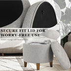 HomePop 19" Button Tufted Round Storage Ottoman - Gray Fabric