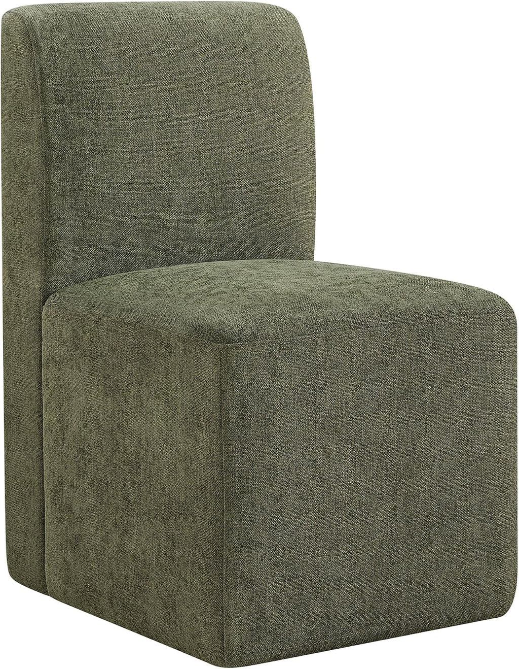 CHITA Dining Chairs with Casters Set of 4, FSC Certified Upholstered Armless Modern Rolling Dining Chairs with Rollers for Bedroom Reading Room Living Room, Fully Assembled, Moss Green
