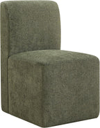 CHITA Dining Chairs with Casters Set of 4, FSC Certified Upholstered Armless Modern Rolling Dining Chairs with Rollers for Bedroom Reading Room Living Room, Fully Assembled, Moss Green