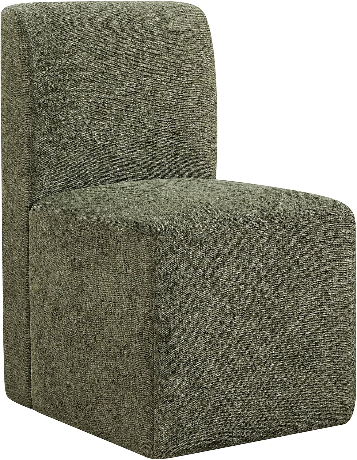 CHITA Dining Chairs with Casters Set of 4, FSC Certified Upholstered Armless Modern Rolling Dining Chairs with Rollers for Bedroom Reading Room Living Room, Fully Assembled, Moss Green