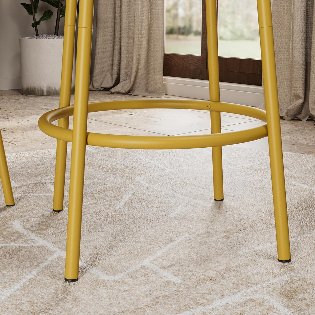 3 Pieces Round Bar Table Set, Small Dining Table for 2 Faux Marble Tabletop | Kitchen Bar Table, 2 Stools with Backrest, Breakfast Table with Storage, Round Tabletop