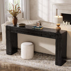 Solid Wood Console Table, 63-Inch Farmhouse Sofa Table Behind Couch for Entryway, Living Room, Foyer, Easy Assembly (Black)