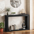 YATINEY Farmhouse Console Table, 47.2 Inches Wooden Sofa Table, Behind Couch Table with Storage, Industrial Hallway Accent Table for Living Room, Entryway, Hallway, Black CT24BK