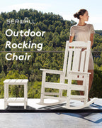 SERWALL Oversized Outdoor Rocking Chair Set of 2, HDPE Outdoor Rocking Chair for Adults, White