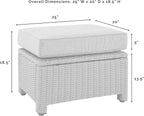 Crosley Furniture Bradenton Wicker Outdoor Ottoman Foot Rest for Patio, Deck, Porch, Brown with Navy Cushions