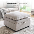 Chenille Upholstered Rectangle Ottoman for Modular Sectional Cloud Couch, Foot Stool, Faux Wood Feet, Durable Frame, Modular Sectional Couch Add Ons for Living Room, Bedroom, Light Gray