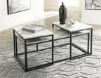 GTU Furniture Contemporary Engineered Wood Rectangular 3-Piece Coffee Table Set, Cocktail Table with 2 Matching End Tables, Gray/Black Finish for Living Room