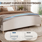 Garvee King Size Bed Frame,Upholstered Platform Bed with Wingback Headboard