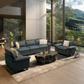 HERA'S HOUSE 3 Pieces Modular Cloud Couch and Chair Set Setional Sofa | Modern 5-Seater Sofa Set , Cyan, Wider Armrest, Comfy Deep Seat, Soft Chenille Furniture Set for Living Room