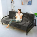MAXYOYO Foldable Mattress, 8-Inch Tufted Futon Mattress with Handles | Tufted Floor Sofa Bed and Versatile Mattress, Carry Handles for Living Rooms or Guest Rooms, Frame Not Included, Dark Grey