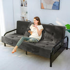 MAXYOYO Foldable Mattress, 8-Inch Tufted Futon Mattress with Handles | Tufted Floor Sofa Bed and Versatile Mattress, Carry Handles for Living Rooms or Guest Rooms, Frame Not Included, Dark Grey