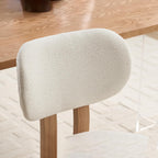 Boucle Dining Chairs Set of 2, Modern Upholstered Kitchen Chairs with Solid Wood Legs, Mid Century Teddy Fabric Dining Room Chairs with Curved Backrest, Armless Side Chairs for Small Spaces, Beige
