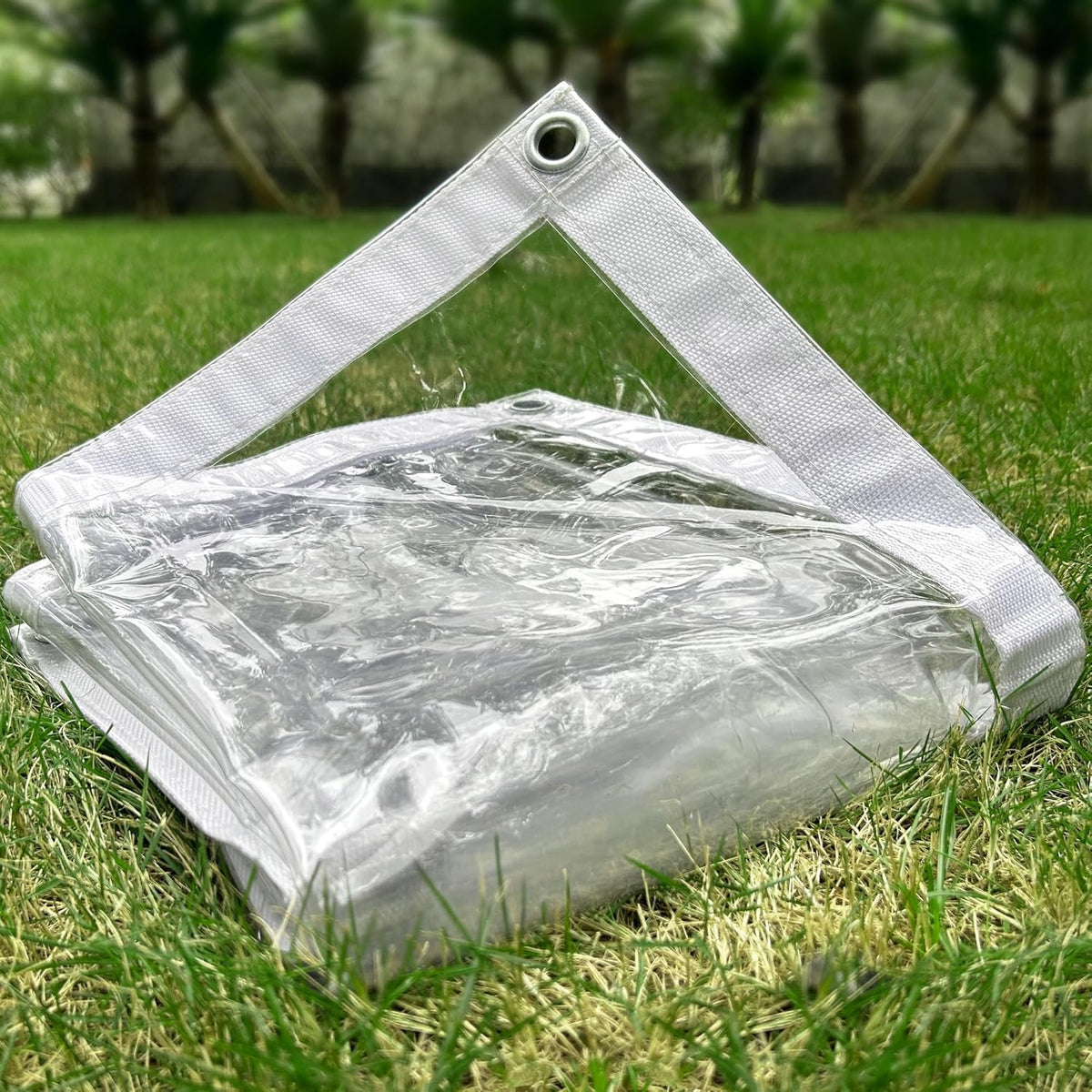 Clear Tarp 6 x 8FT, 20 Mil Clear Vinyl Tarp, Small Cover Plastic Sheeting with Grommets, Double-Stitched Reinforced Edges, Heavy Duty Tarps Waterproof and Tearproof
