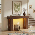 47" Narrow Console Table with Socket & Sensor Light, Farmhouse Entryway Table, Behind Couch Table, Hallway/Living Room/Couch Armrest Table, Dark Walnut