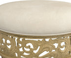 Hillsdale Villa III Backless Metal Vanity Stool with Ornate Lattice Detailing, Antique Beige