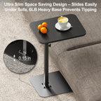 HzTinT Side Table Sofa Tray for Couch Heavy Metal Base Swivel/Adjustable Height, Sofa Bed Bathroom Study TV Tray C Shaped End Table Food Snack Trays for Eating