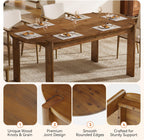 63" Solid Wood Oval Dining Table, Farmhouse Wooden Kitchen Table for 4-6, Rustic Dinner Table for Dining Room, Living Room, Apartment, Brown