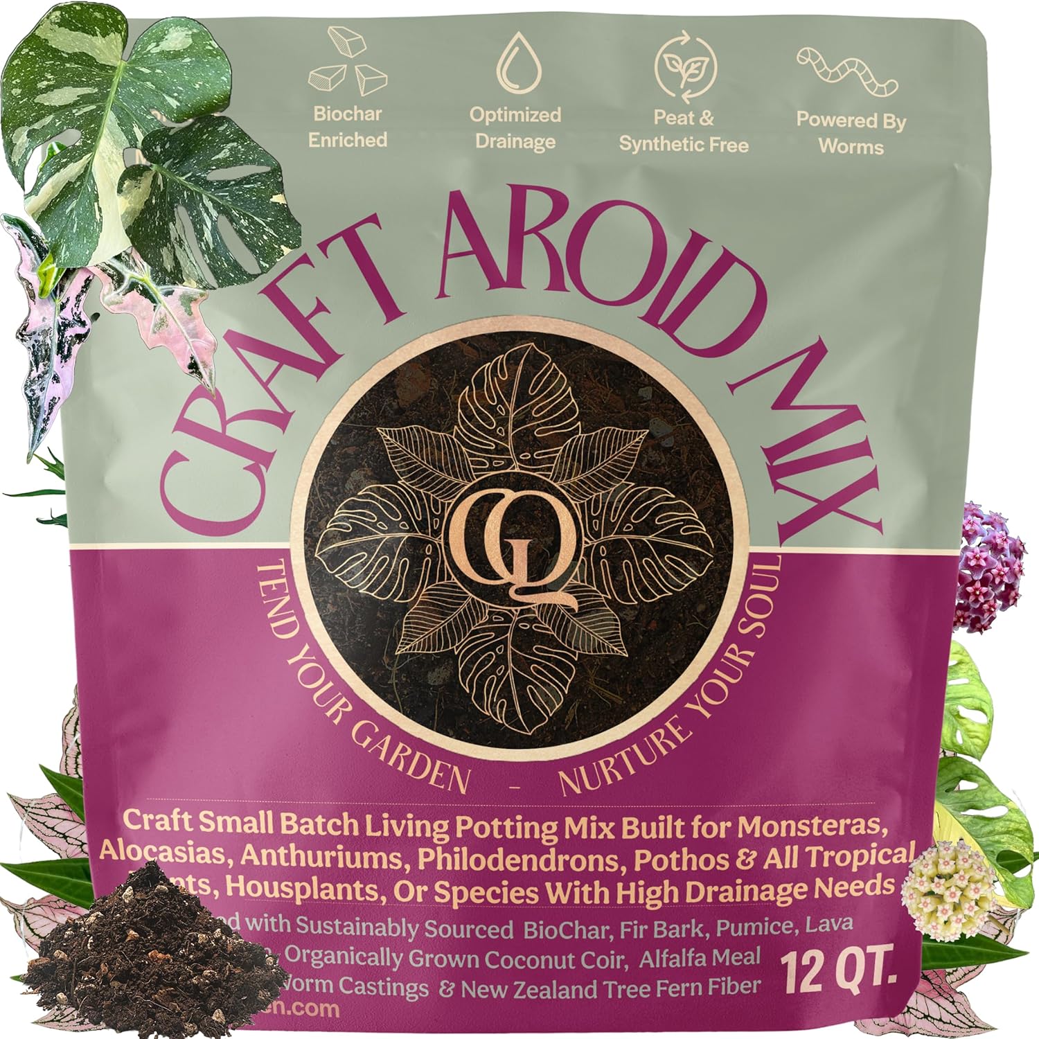 Craft Aroid Potting Mix- Elite Alocasia, Philodendron, Monstera Soil Mix, Chunky, Well Draining Potting Soil for Indoor Plants, All Tropical Plants & Houseplants, Peat Free 12QT