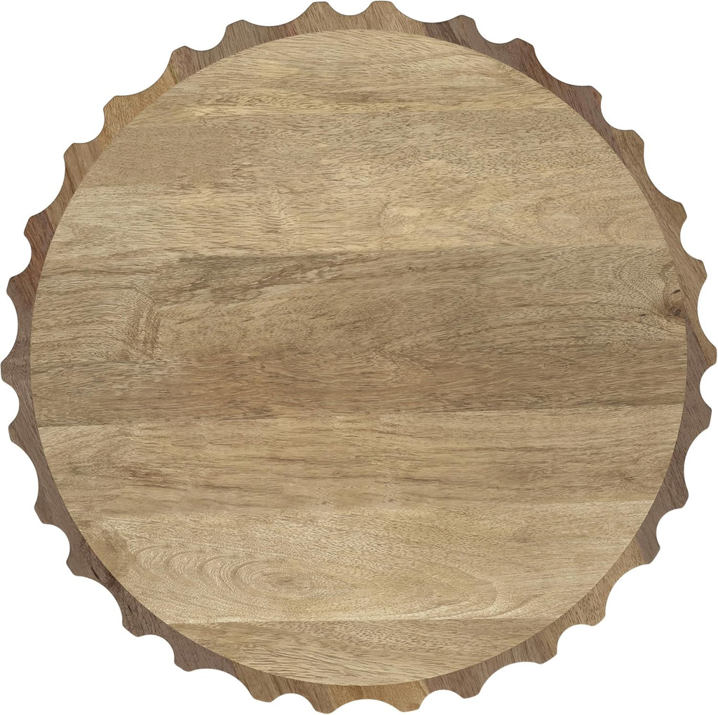 SIMPLIHOME Rolf Side Table - 16 inch Wide Solid Mango Wood End Table in Natural, Boho Contemporary Accent Table for Living Room or Bedroom with Hand-carved Fluted Design, Assembled