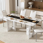 St.Mandyu 71 Inch Rectangle Dining Table for 4-8 People, Long Kitchen Dinner Table with Waterproof Tabletop and Adjustable Leg for Kitchen, Dining Room, White
