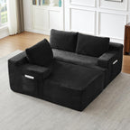 Eafurn 96" L Shaped Cloud Sectional Couch with Chaise, Deep Seat Modular Sectional Sofa Corduroy Memory Foam Sofa Couches for Living Room Bedroom, No Assembly Required, Black