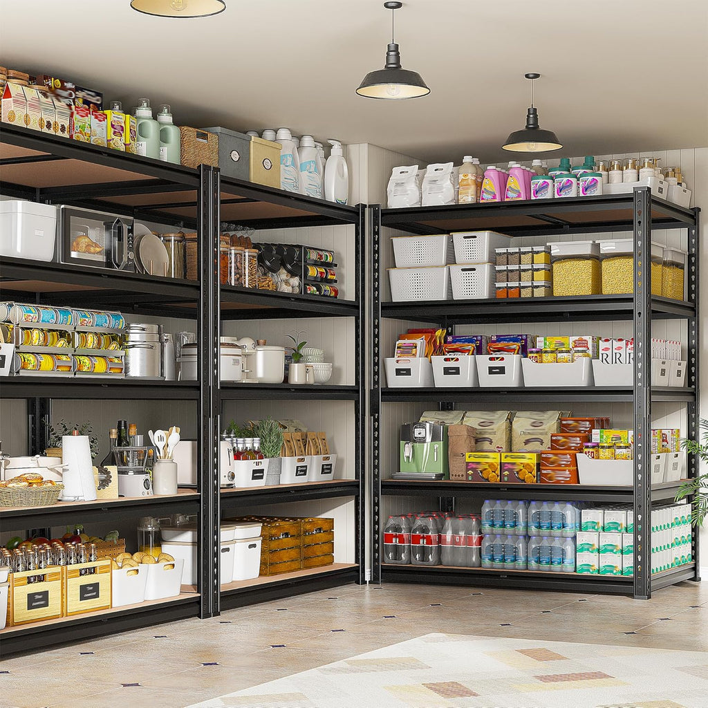 REIBII 2400LBS Garage Shelving 5 Tier Storage Shelves Heavy Duty, Adjustable Metal Shelving Unit,Garage Shelves for Basement,Warehouse,Pantry,Closet,Kitchen 72" H x 35.55" W x 16" D,2 Pack | Heavy Duty