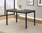 Metal Dining Table with Laminated Faux Marble Top Black - 45" Square Contemporary Kitchen Table for 4 Sturdy Metal Legs Easy Assembly