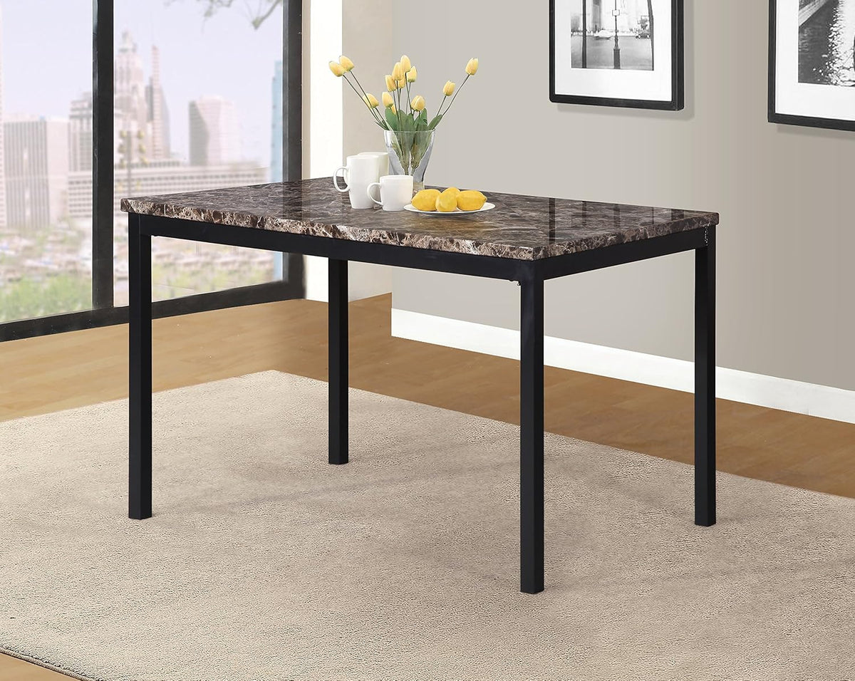 Metal Dining Table with Laminated Faux Marble Top Black - 45" Square Contemporary Kitchen Table for 4 Sturdy Metal Legs Easy Assembly